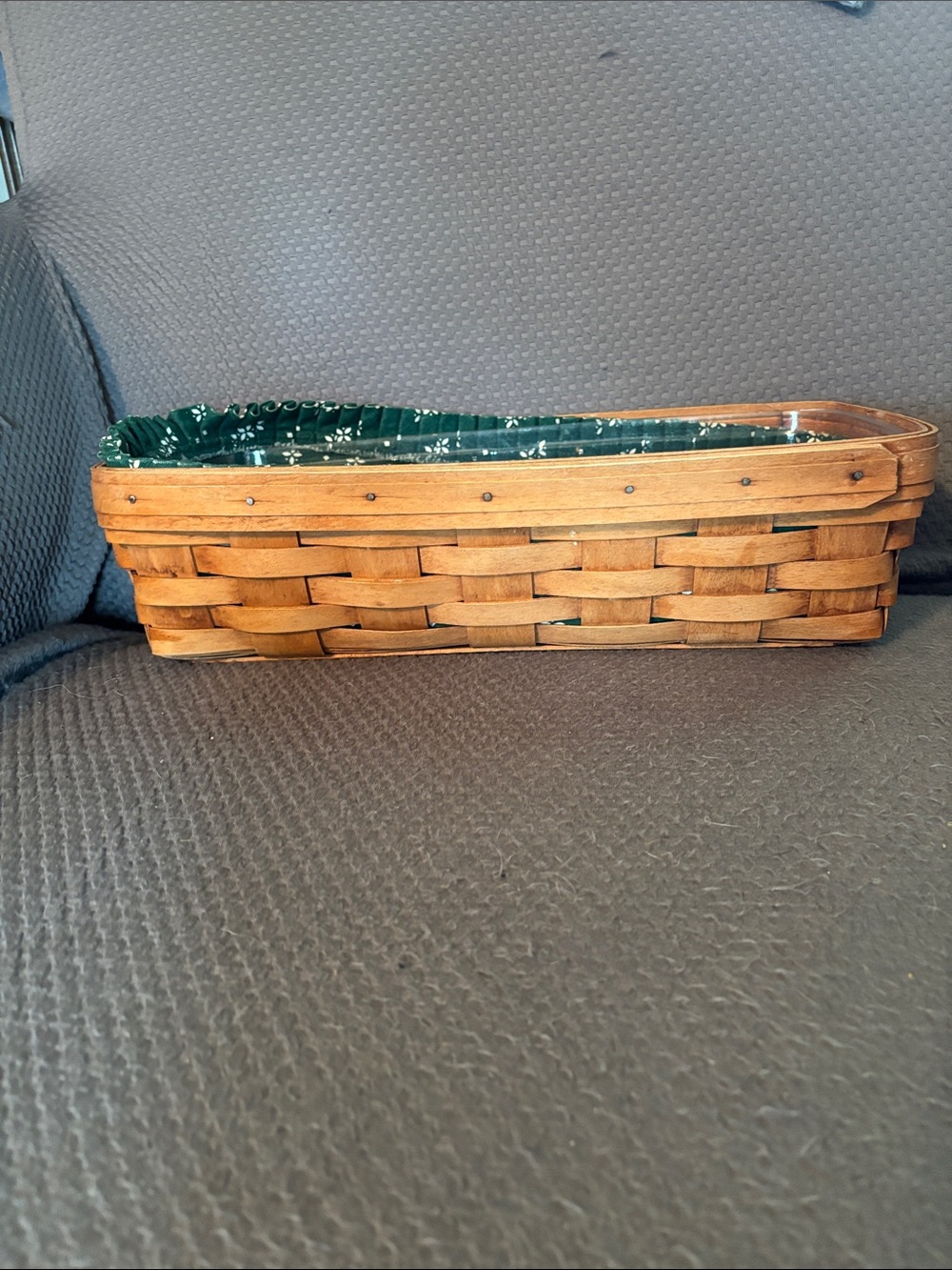 Longaberget Woven Wood Planter Basket with Green Liner